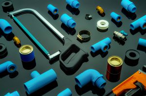 Plumbing Tools. Plumber Equipment. Blue Pvc Pipe Fittings, Hacks