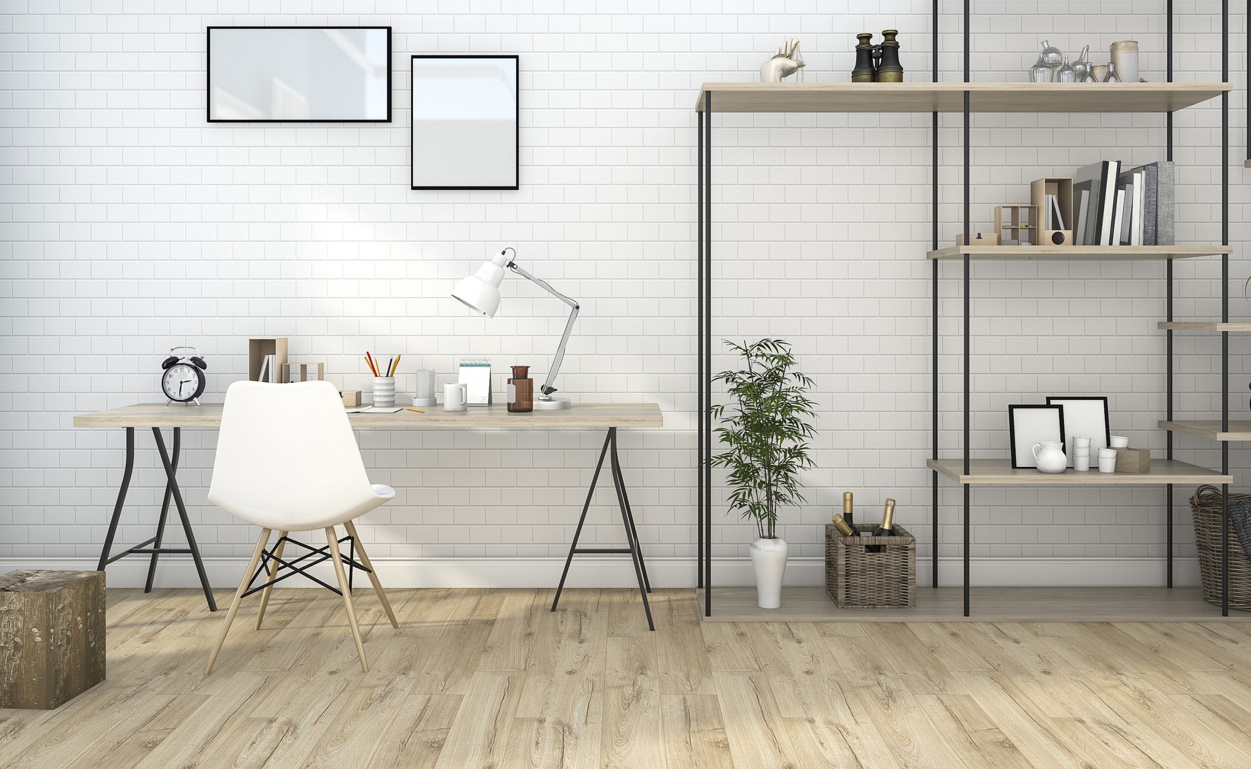 3d Rendering White Brick Living Room With Shelf De 2021 08 28 11 01 21 Utc