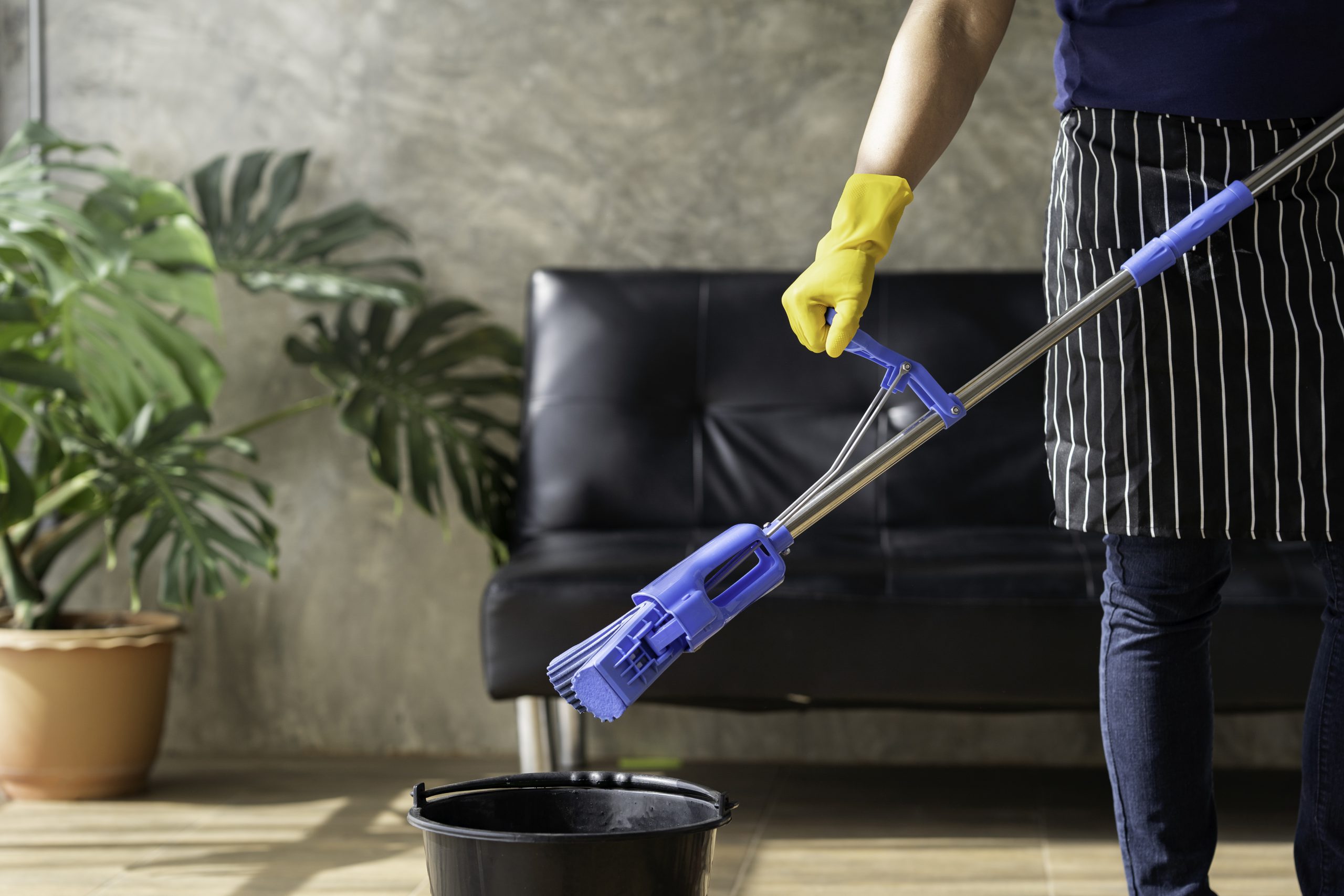 A Young Butler Cleans The Floor Mops The Floor C 2023 11 27 05 36 51 Utc