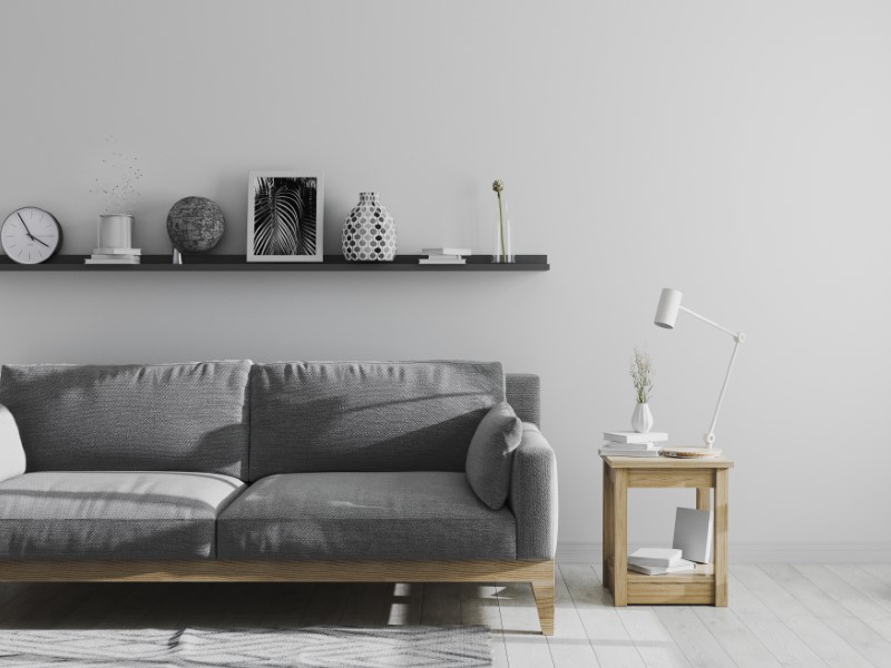 Gray Living Room Interior Mock Up, Scandinavian Style Living Roo